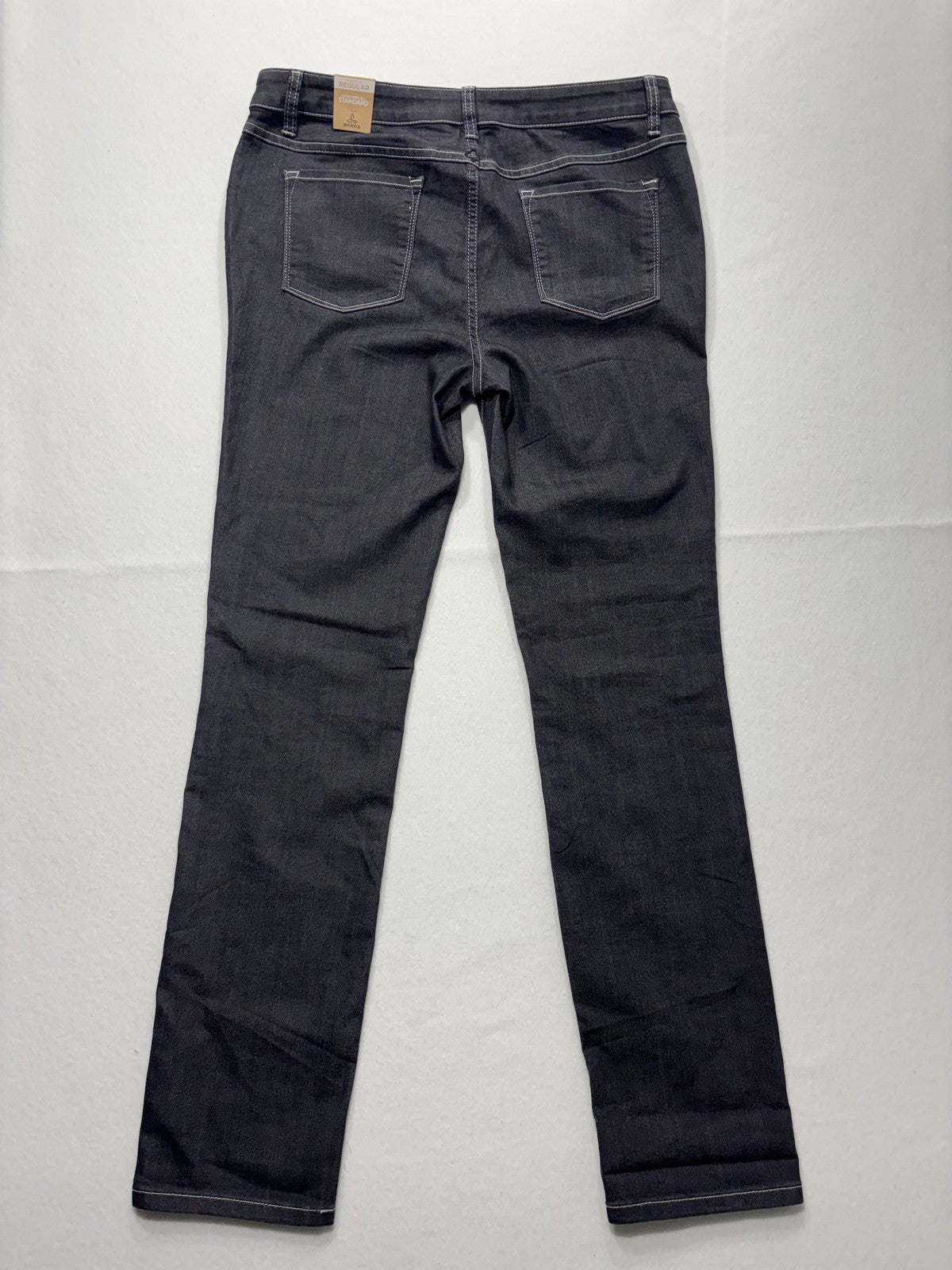 PrAna Jeans Womens 12 Gray Dark Wash Straight Leg Mid Rise Stretch 33x32
