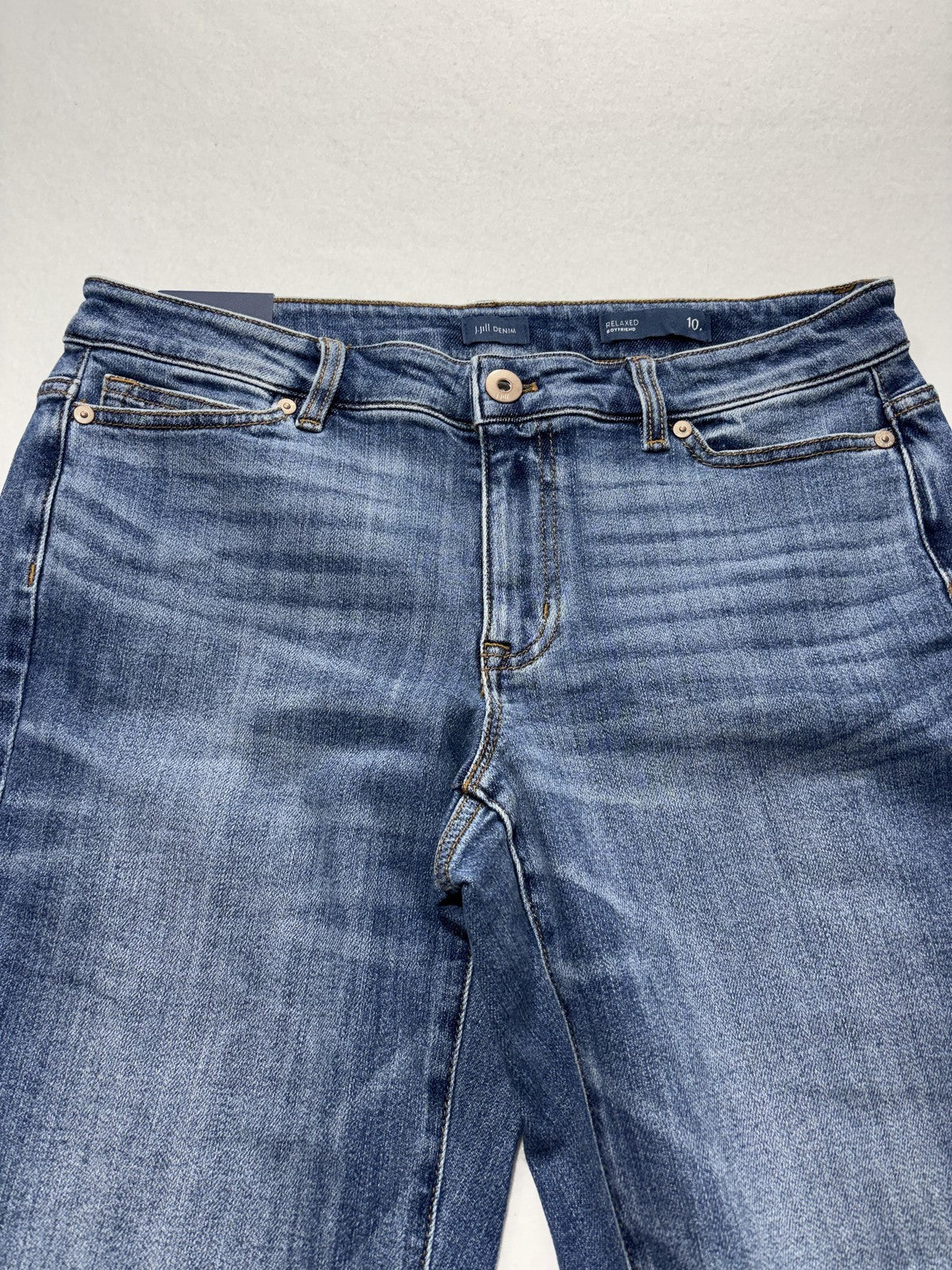 J. Jill Denim Jeans Womens 10P Blue Surfside Wash Relaxed Boyfriend Cuffed Ankle