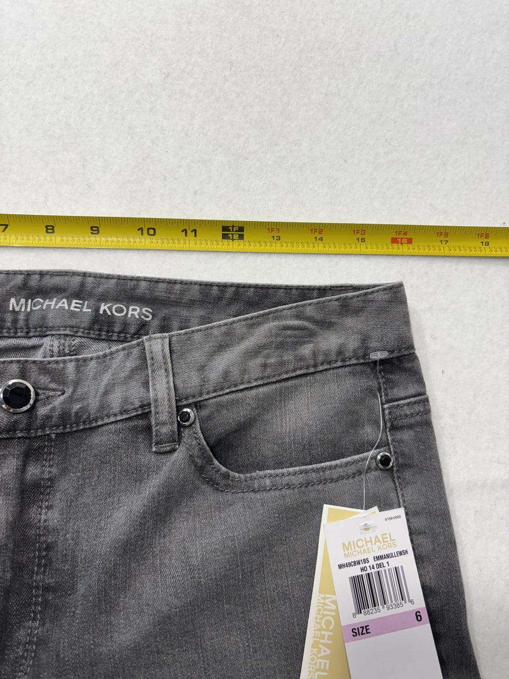MICHAEL Michael Kors Jeans Womens 6 Charcoal Mid Rise Skinny Lace 30x29.5