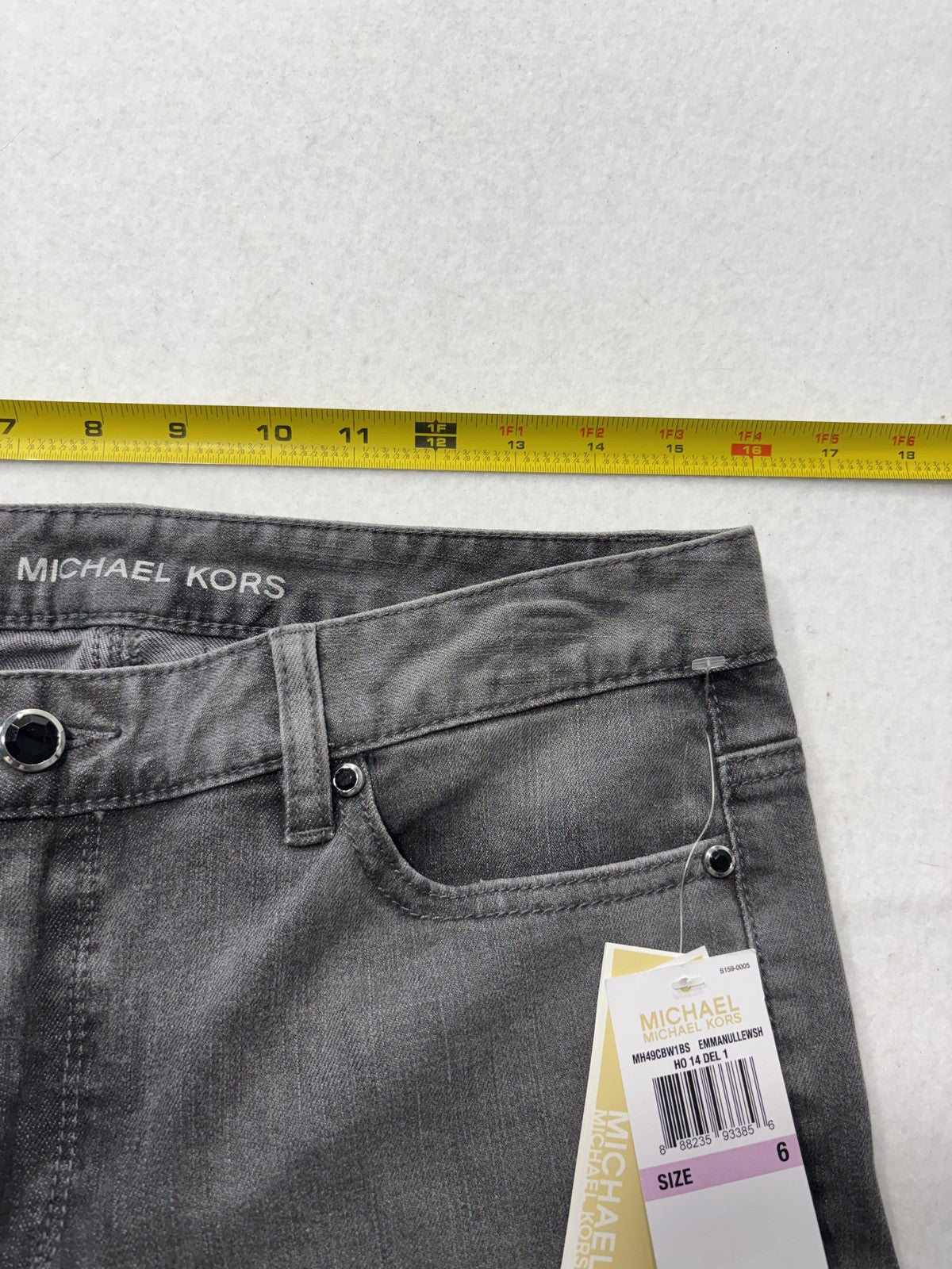 MICHAEL Michael Kors Jeans Womens 6 Charcoal Mid Rise Skinny Lace 30x29.5