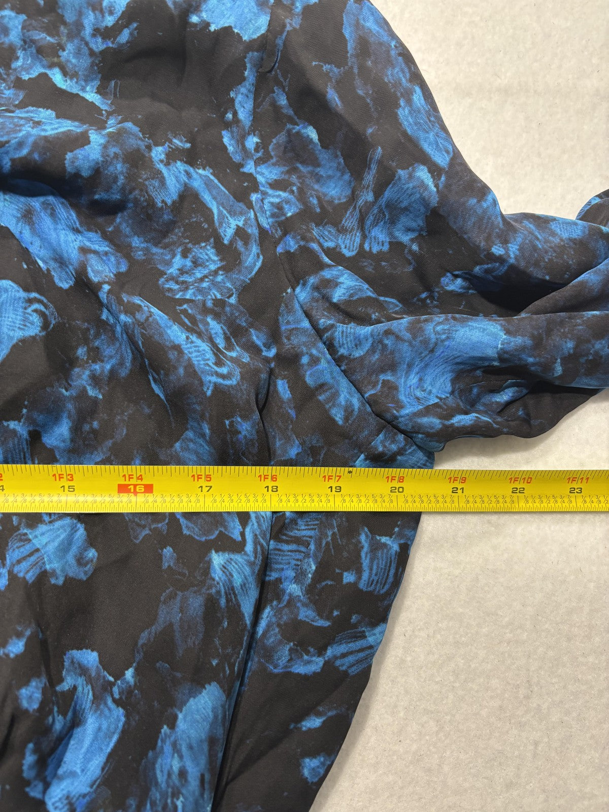 Parker Blouse Womens XL Blue Rainstorm Floral Ruffle Silk Top P9J5807SBP