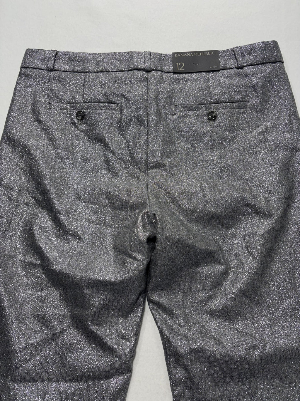 Banana Republic Pants Womens 12 Silver Avery Straight Leg Ankle Glitter Party