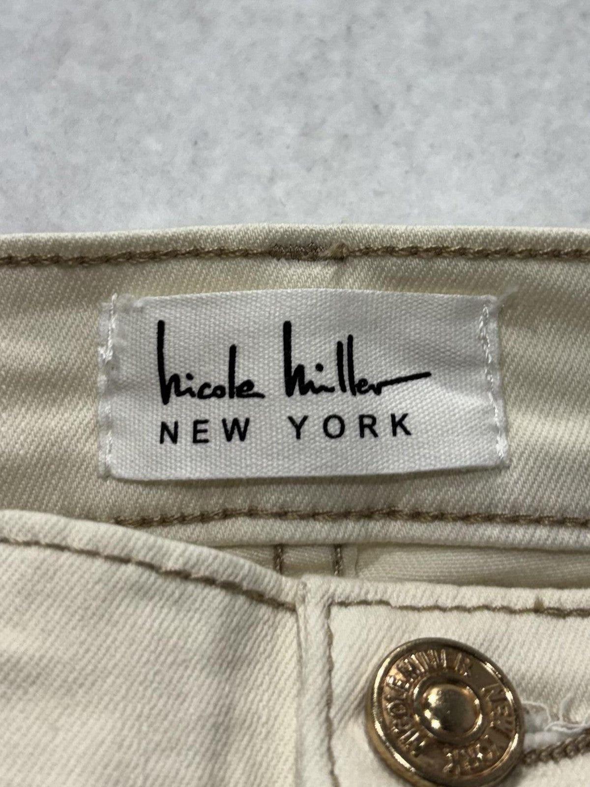 Nicole Miller Soho High Rise Ankle Skinny Jeans Womens 10 Winter White 32x27