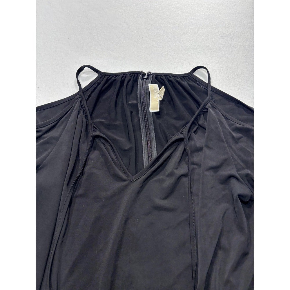 MICHAEL Michael Kors Dress Womens Large Black Halter Cold Shoulder Blouson Short