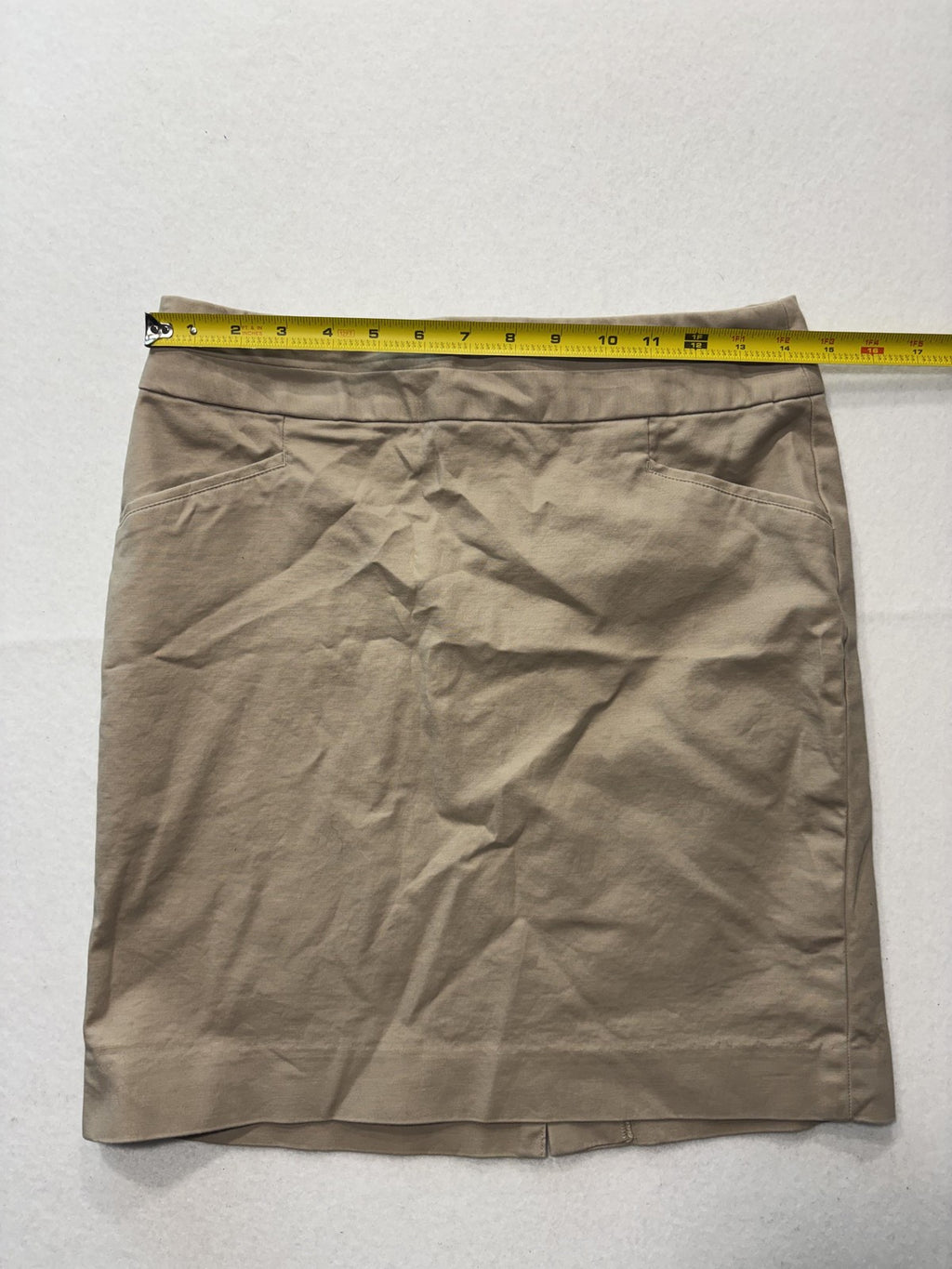 Banana Republic Skirt Womens 4 Beige Stretch Twill Knee Length Pencil Work