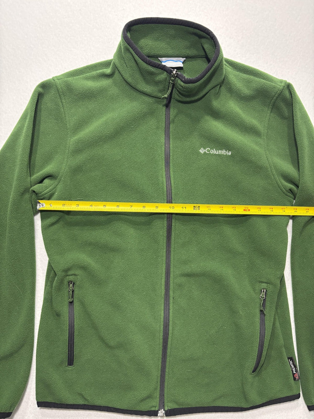 Columbia Jacket Mens Medium Green Fleece Full Zip Polartec Stand Collar Outdoor