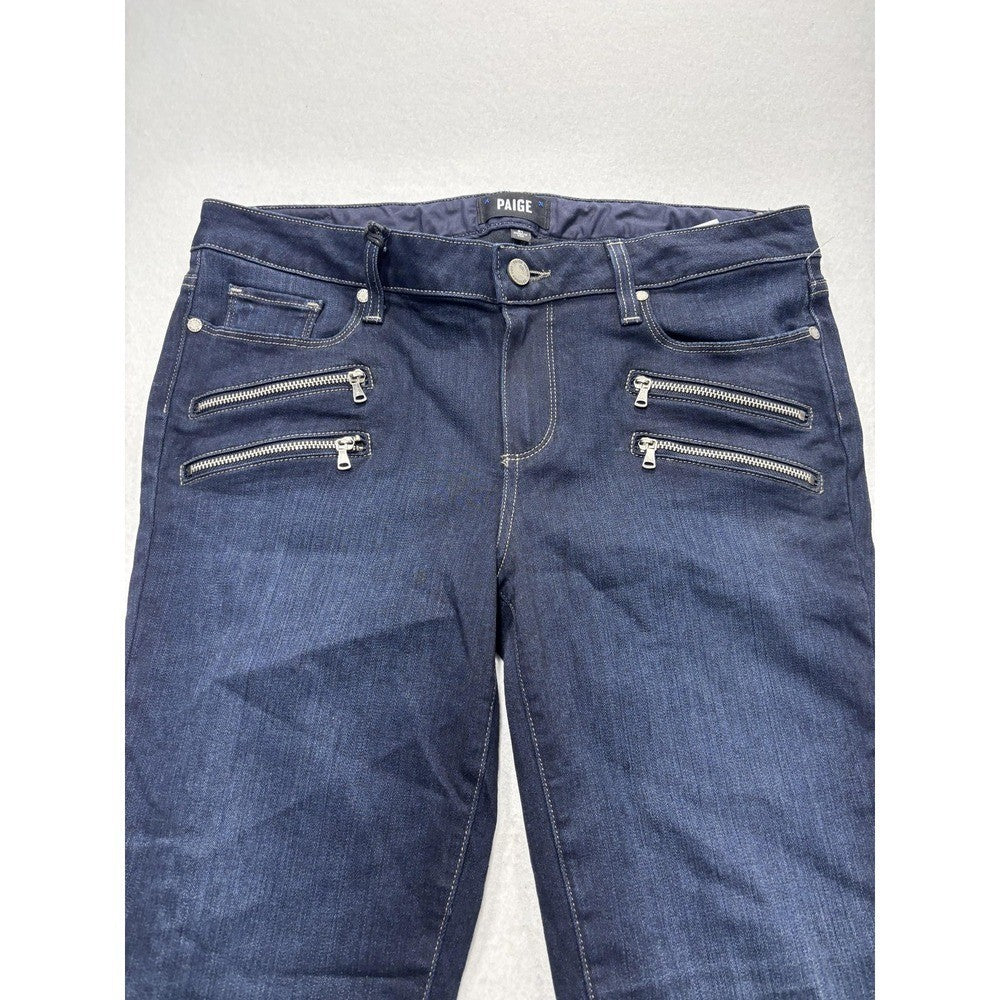 Paige Edgemont Jeans Womens 31 Blue Dark Wash Mid Rise Ultra Skinny 31x29.5 Zips