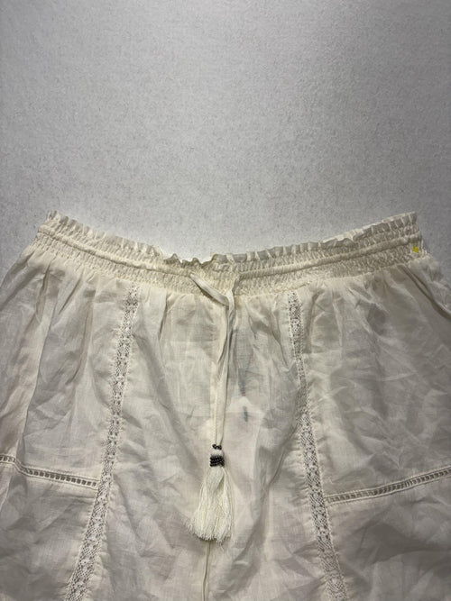 A Loves A Shorts Womens Large White Gauze Skimmer Tassel Drawstring Lace Trim