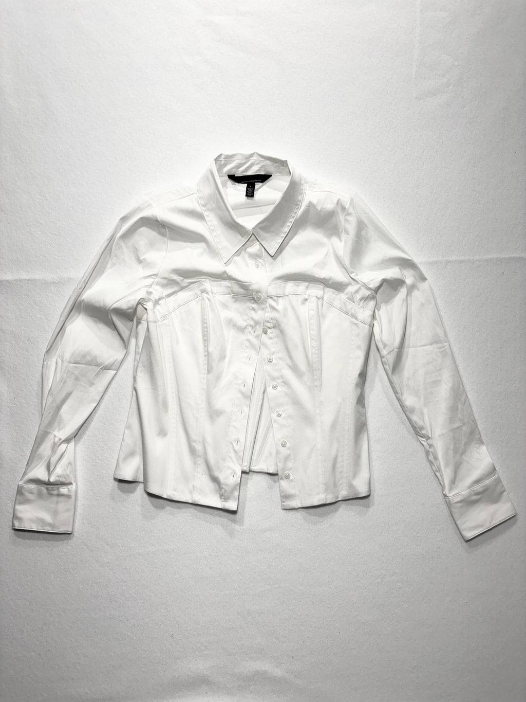 White House Black Market Button Up Shirt Womens 8 White Corset Poplin Top
