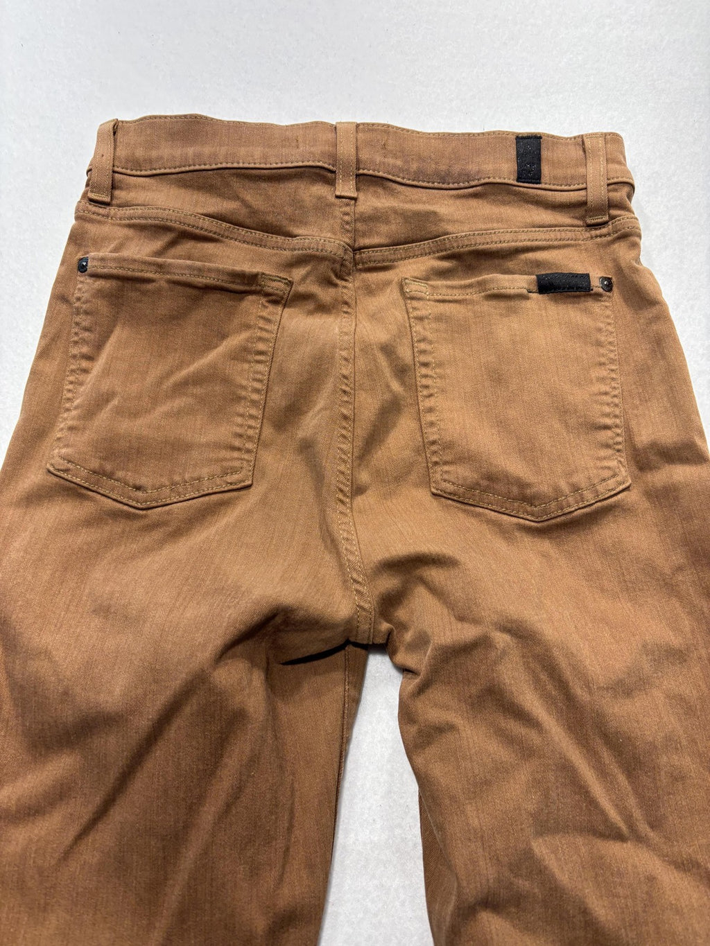 7 For All Mankind Jeans Womens 29 Brown Medium Wash Bootcut Distressed 29x32.5