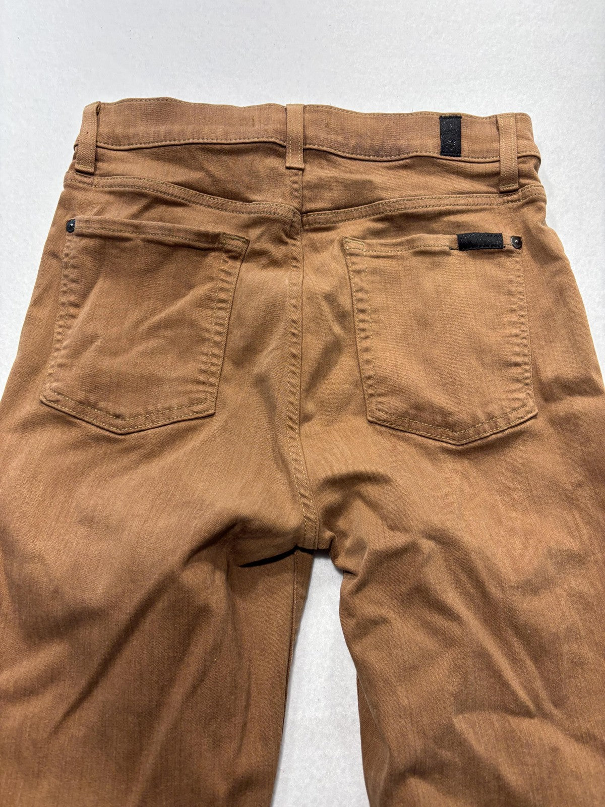 7 For All Mankind Jeans Womens 29 Brown Medium Wash Bootcut Distressed 29x32.5