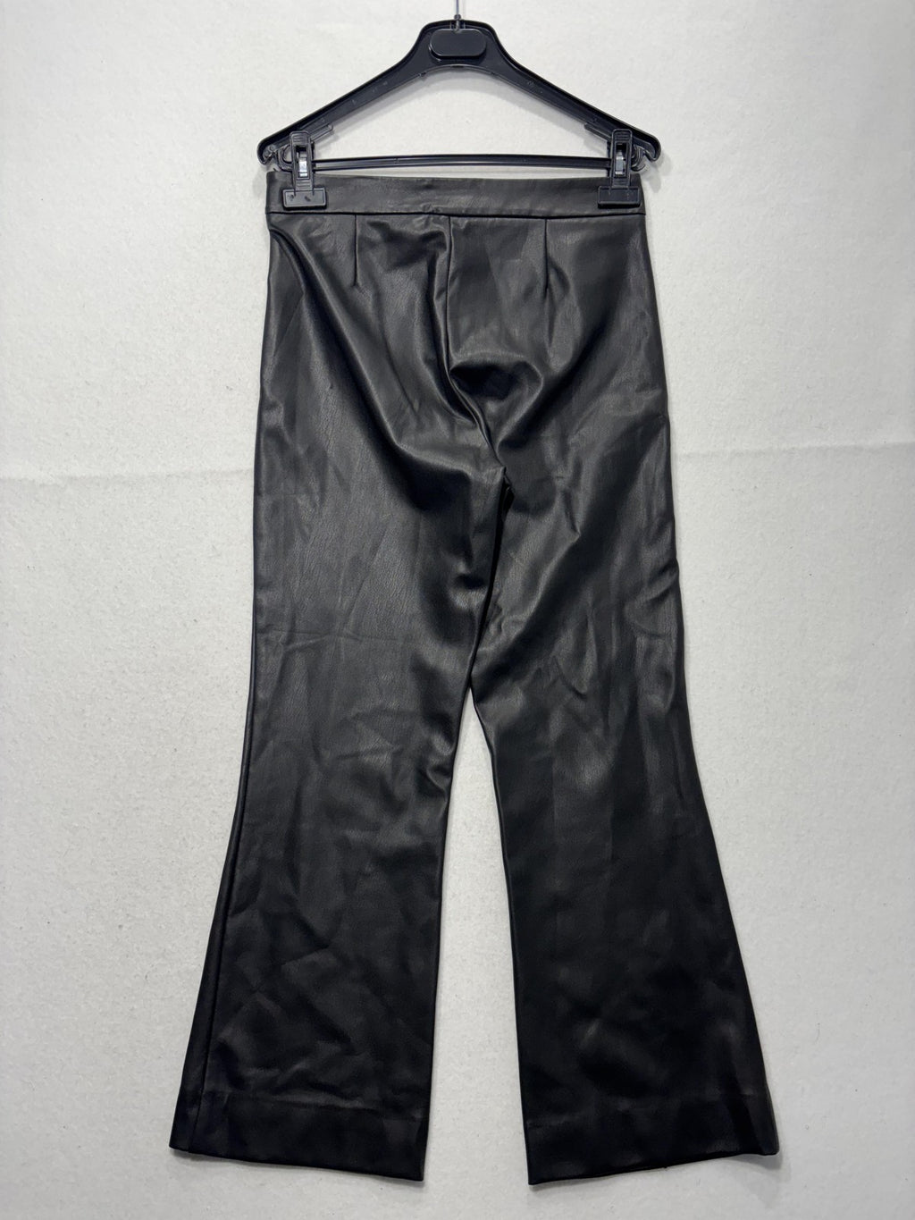 Banana Republic Dress Pants Womens 6 Black Faux Leather Straight Leg Zip Stretch