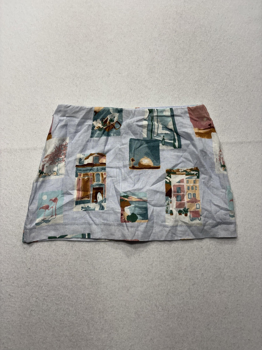 Abercrombie & Fitch Skirt Womens XS Multicolor Linen Scenic Print Mini Casual