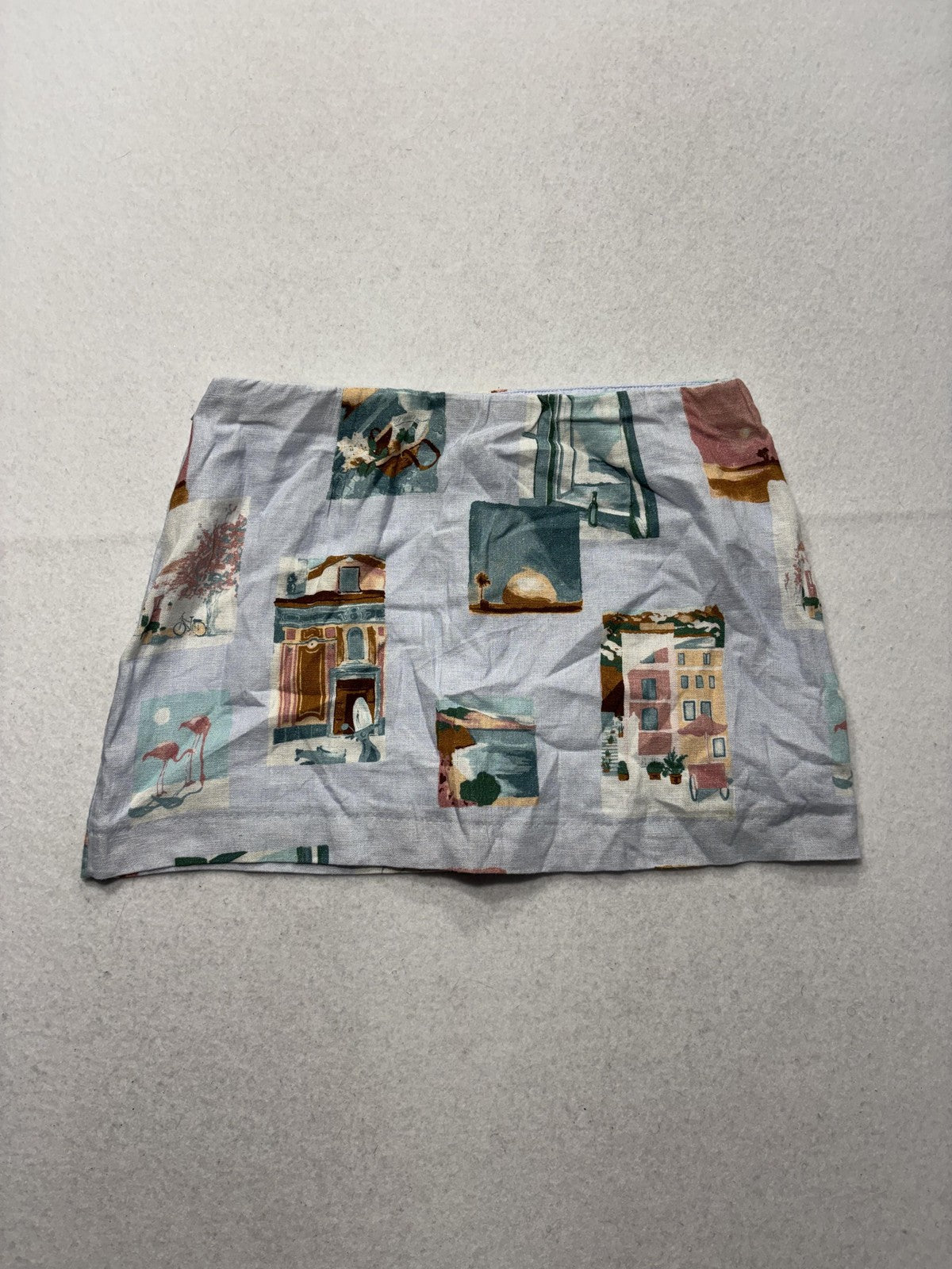 Abercrombie & Fitch Skirt Womens XS Multicolor Linen Scenic Print Mini Casual