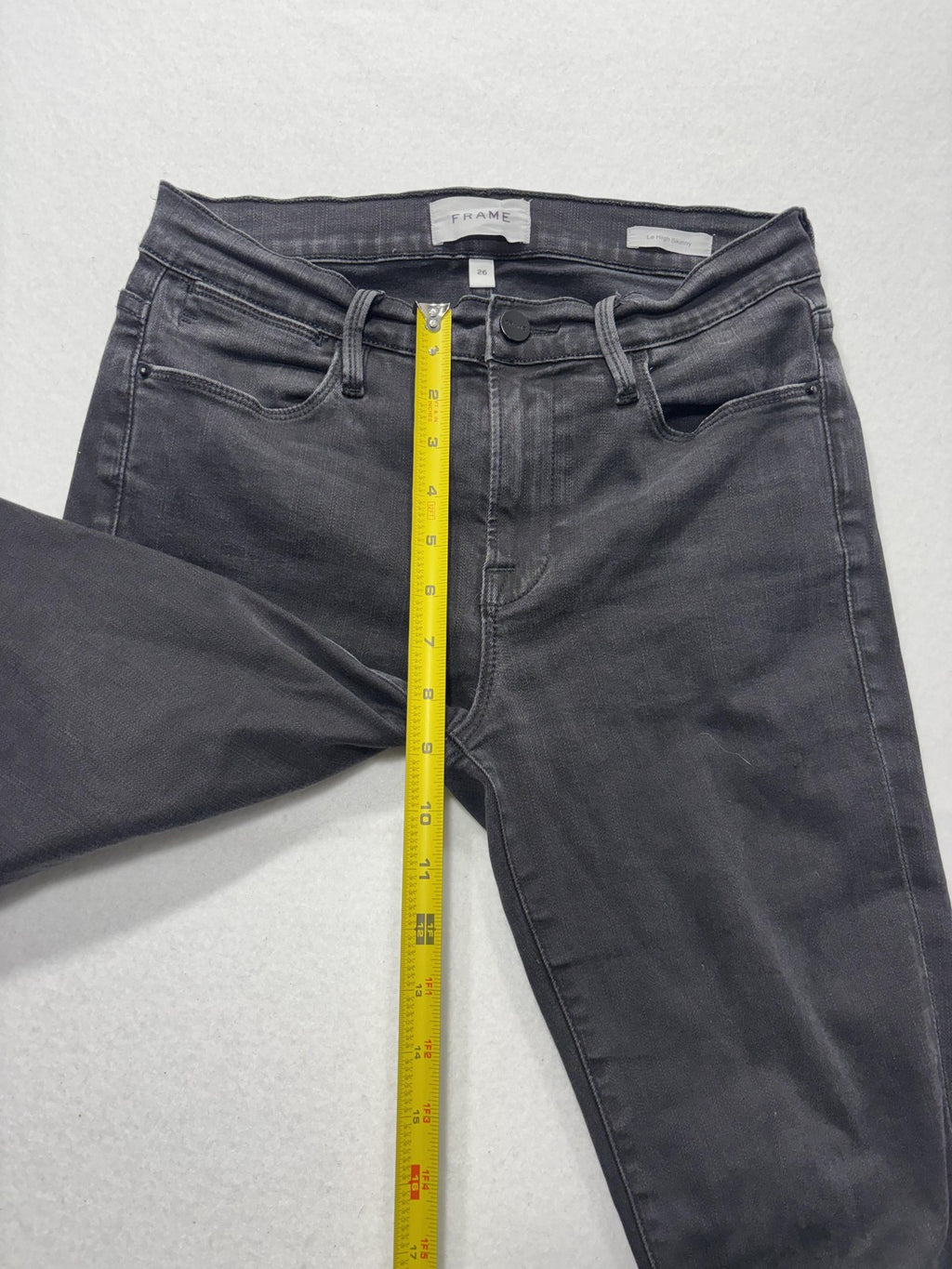 FRAME Le High Skinny Jeans Womens 26 Gray Charcoal Wash Mid Rise Stretch 26x28.5