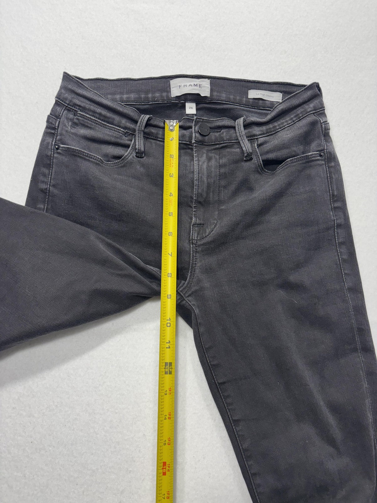 FRAME Le High Skinny Jeans Womens 26 Gray Charcoal Wash Mid Rise Stretch 26x28.5