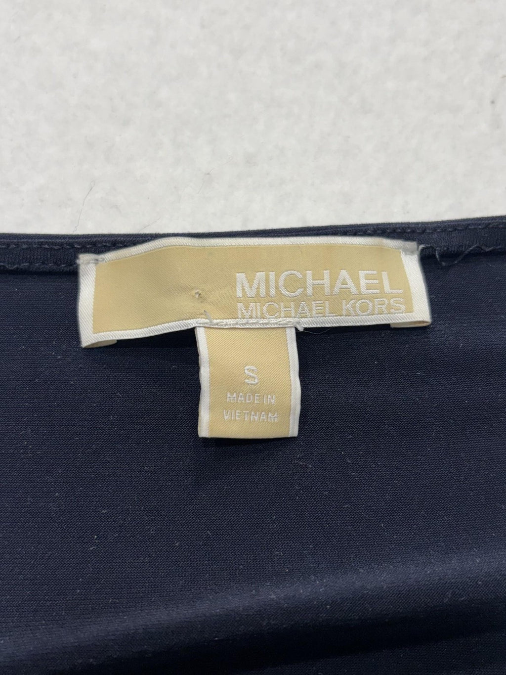 MICHAEL Michael Kors Blouse Womens Small Blue Round Neck Metal Bar Long Sleeve