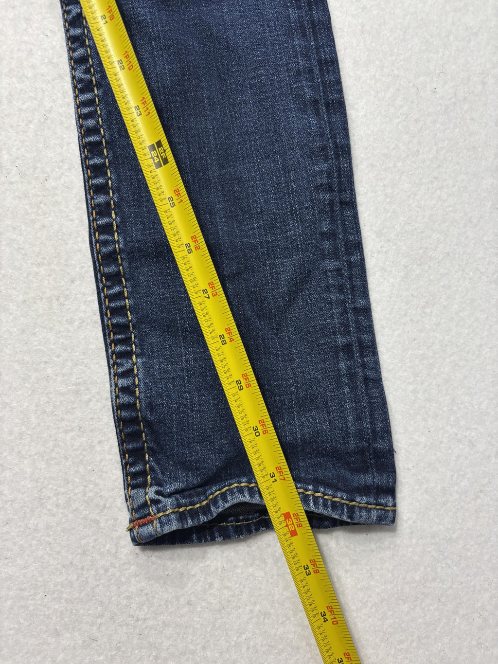 True Religion Section Slim Jeans Mens 28x29 Blue Wash Straight Stretch Denim