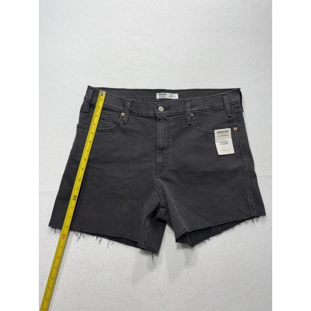 Signature By Levi Strauss & Co Shorts Womens 12 Gray High Rise 5" Cut Off Denim