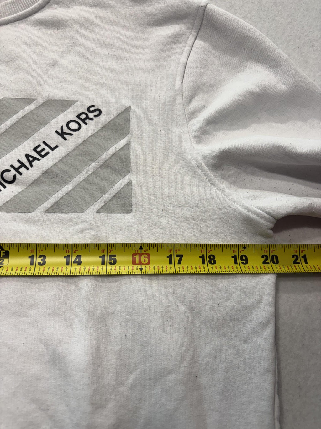 Michael Kors Sweatshirt Mens Small White Fleece Crew Neck MK Logo Pullover