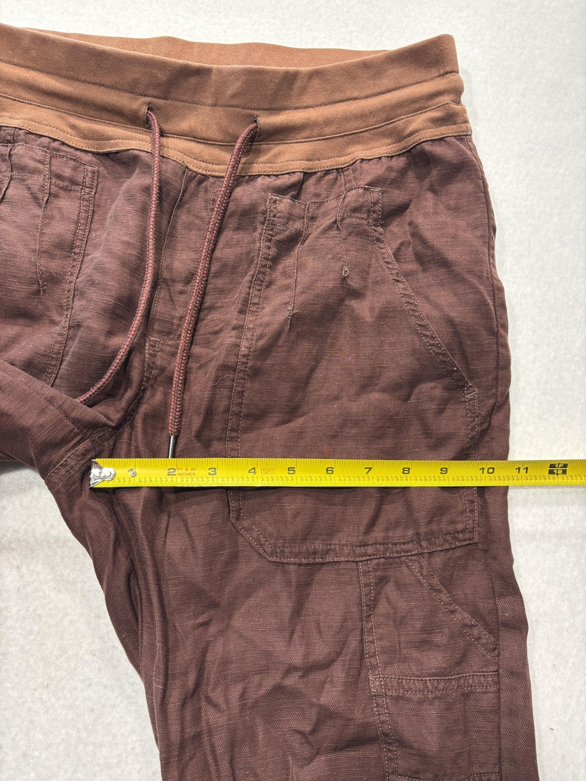 Anthropologie Jogger Pants Womens Medium Brown Nomad Cargo Twill Elastic Waist