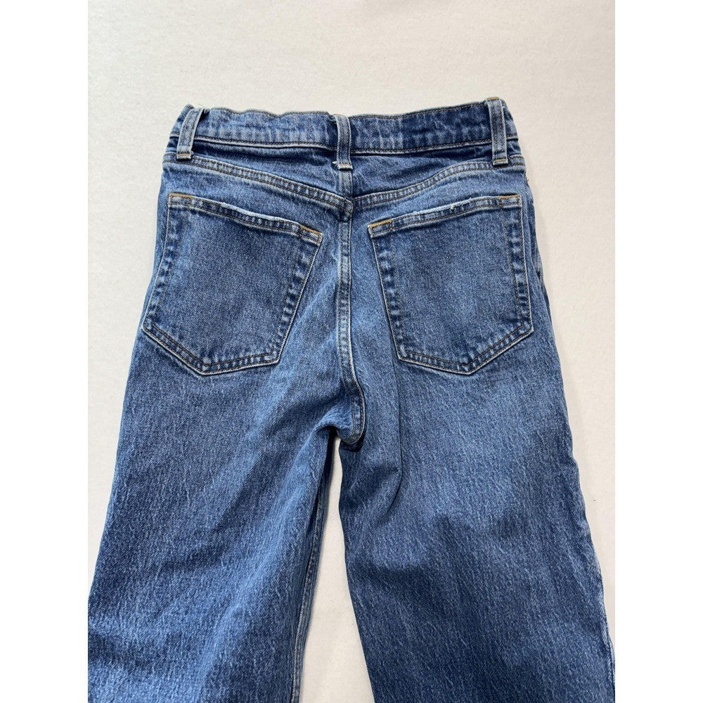Abercrombie & Fitch 90s Straight Jeans Womens 25 Blue High Rise Distressed 25x27