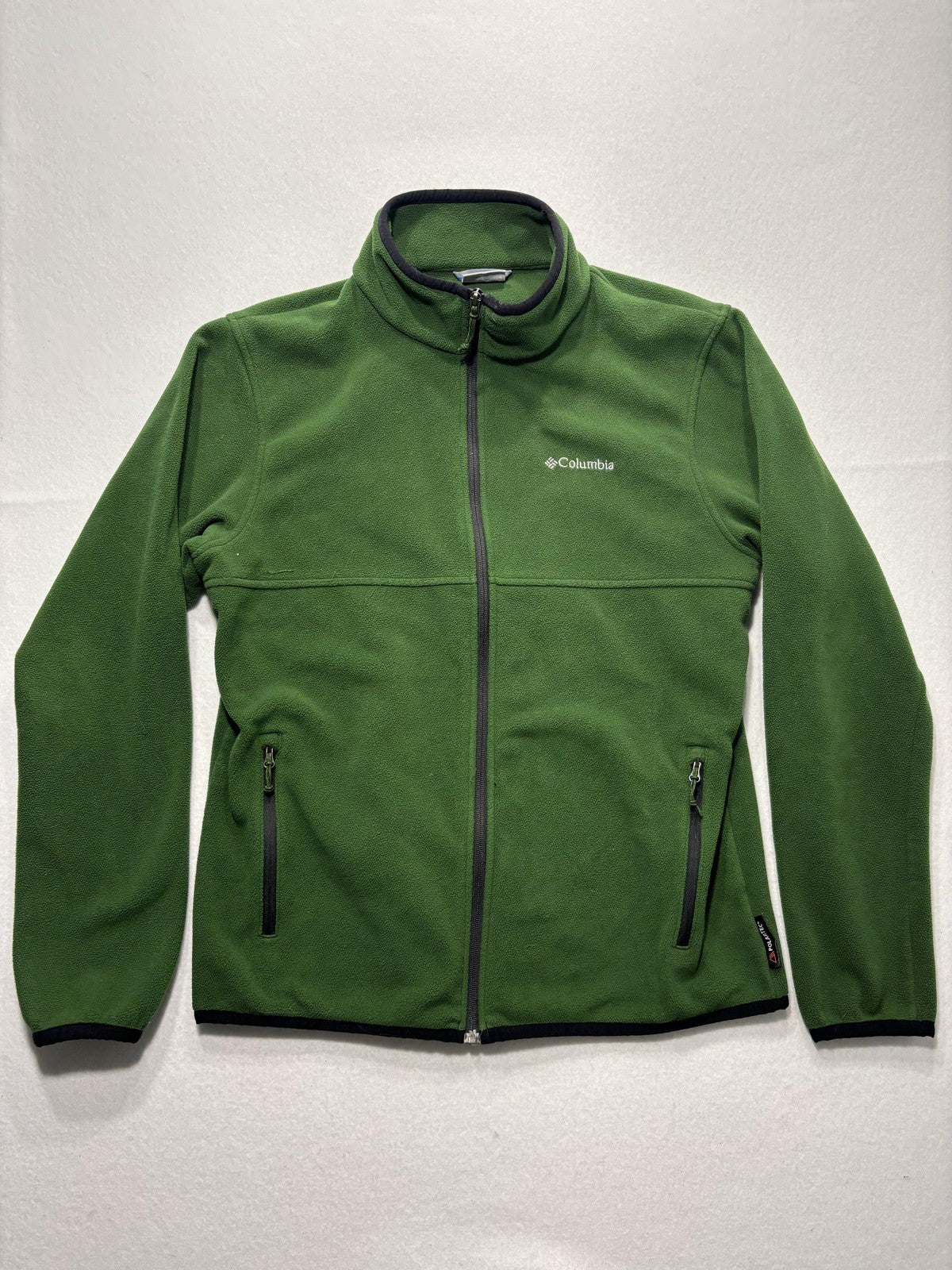 Columbia Jacket Mens Medium Green Fleece Full Zip Polartec Stand Collar Outdoor