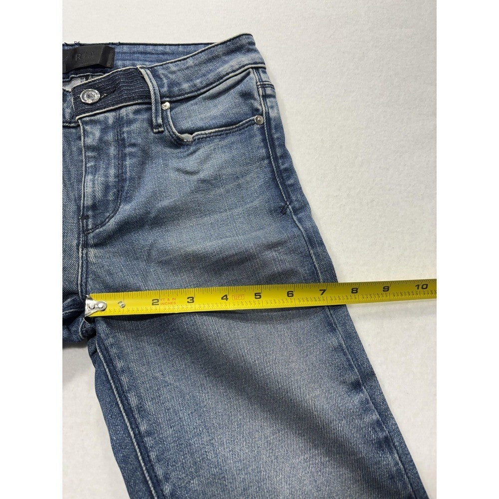 RtA Jeans Womens 25 Blue Medium Wash Mid Rise Skinny Stretch Raw Hem 25x29