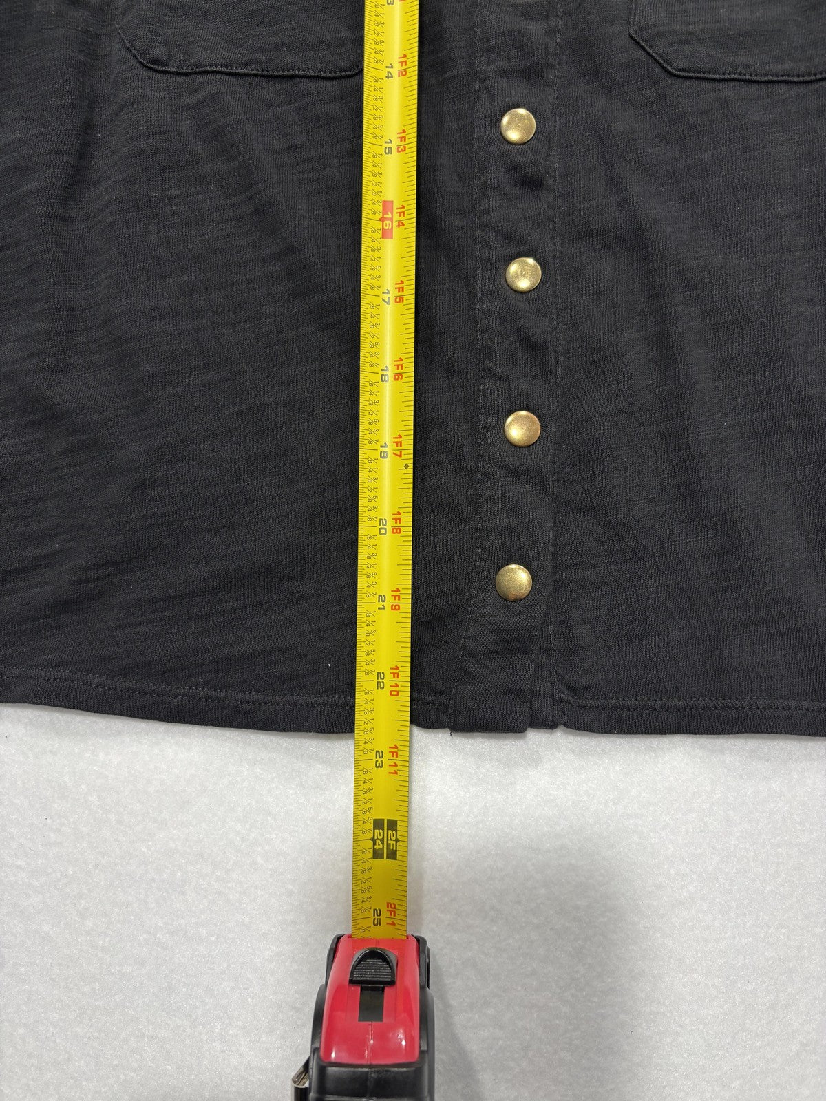 Nation LTD Button Up Shirt Womens Medium Black Puff Sleeve Cotton Collared Top