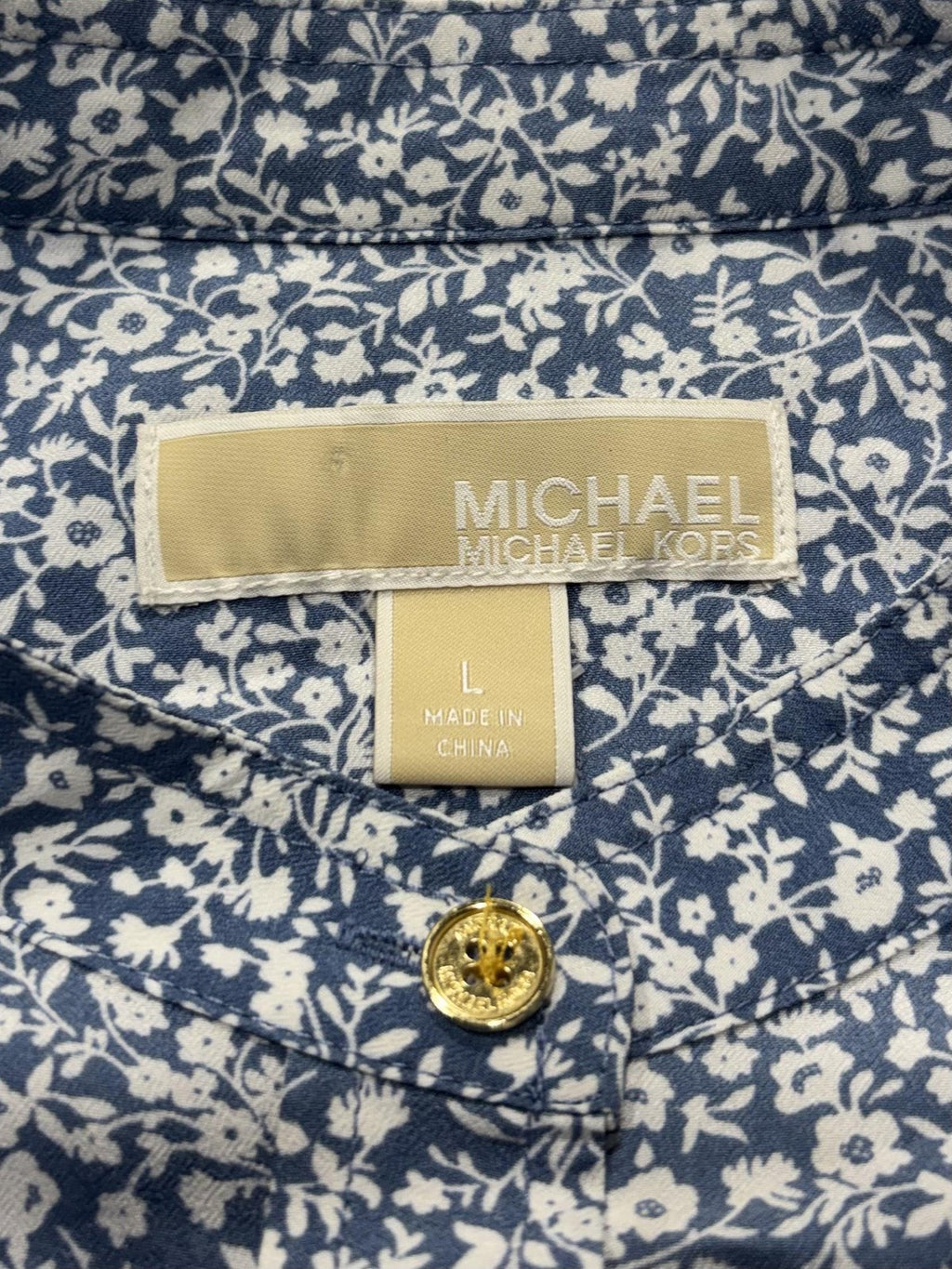 MICHAEL Michael Kors Romper Womens Large Blue Floral Long Sleeve Button Front