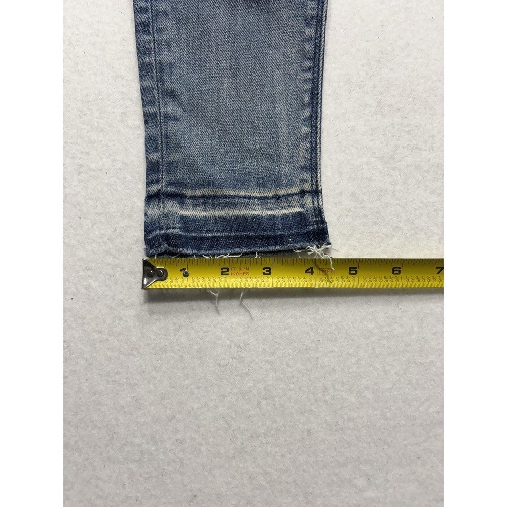RtA Jeans Womens 25 Blue Medium Wash Mid Rise Skinny Stretch Raw Hem 25x29