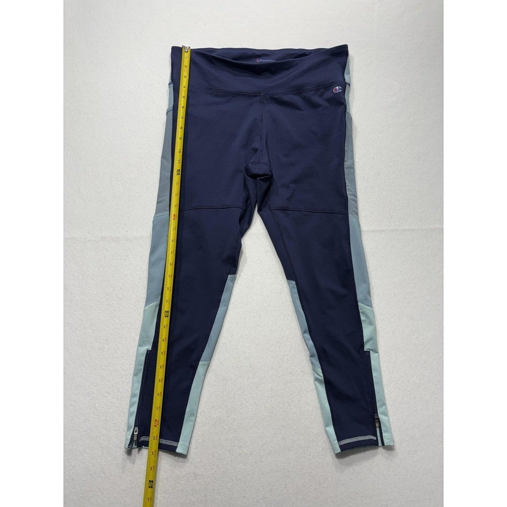 Champion Leggings Womens XL Blue Colorblock Zip Ankle Athleticwear M9217