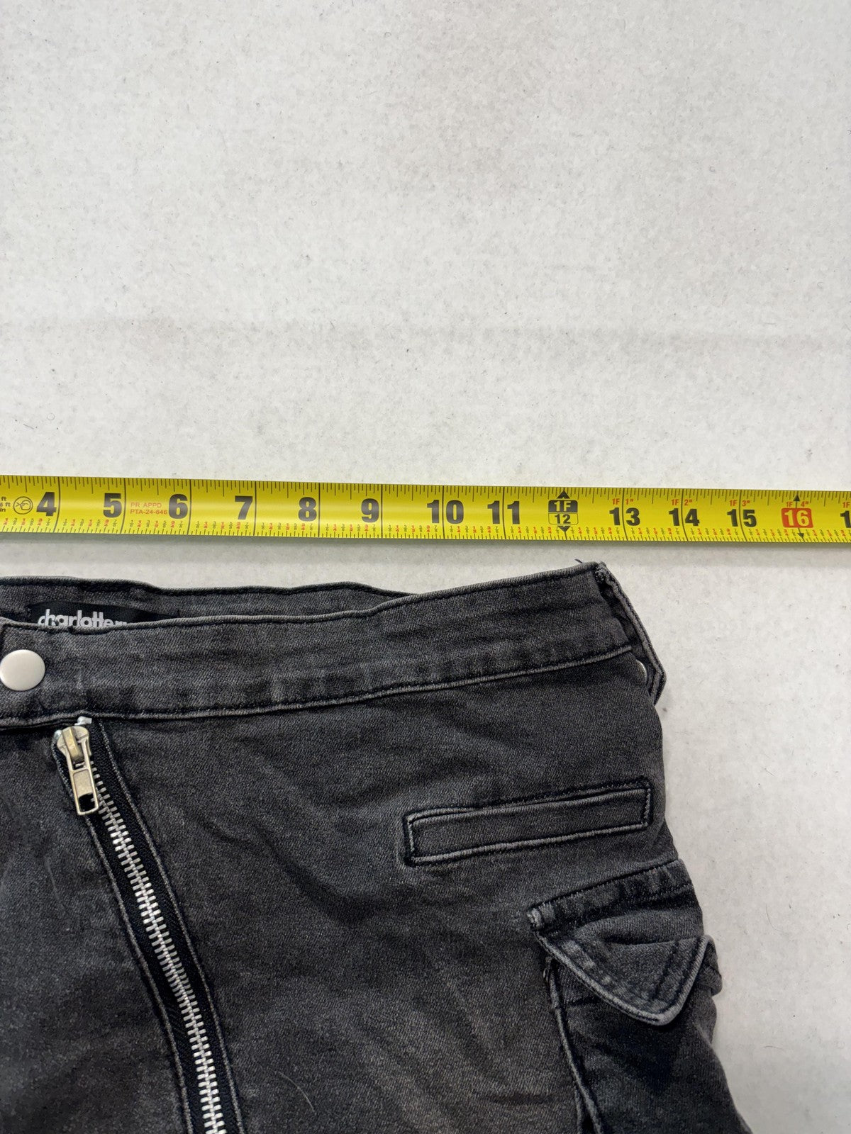 Charlotte Russe Gray Denim Cargo Utility Mini Skirt Juniors S Asymmetrical Zip