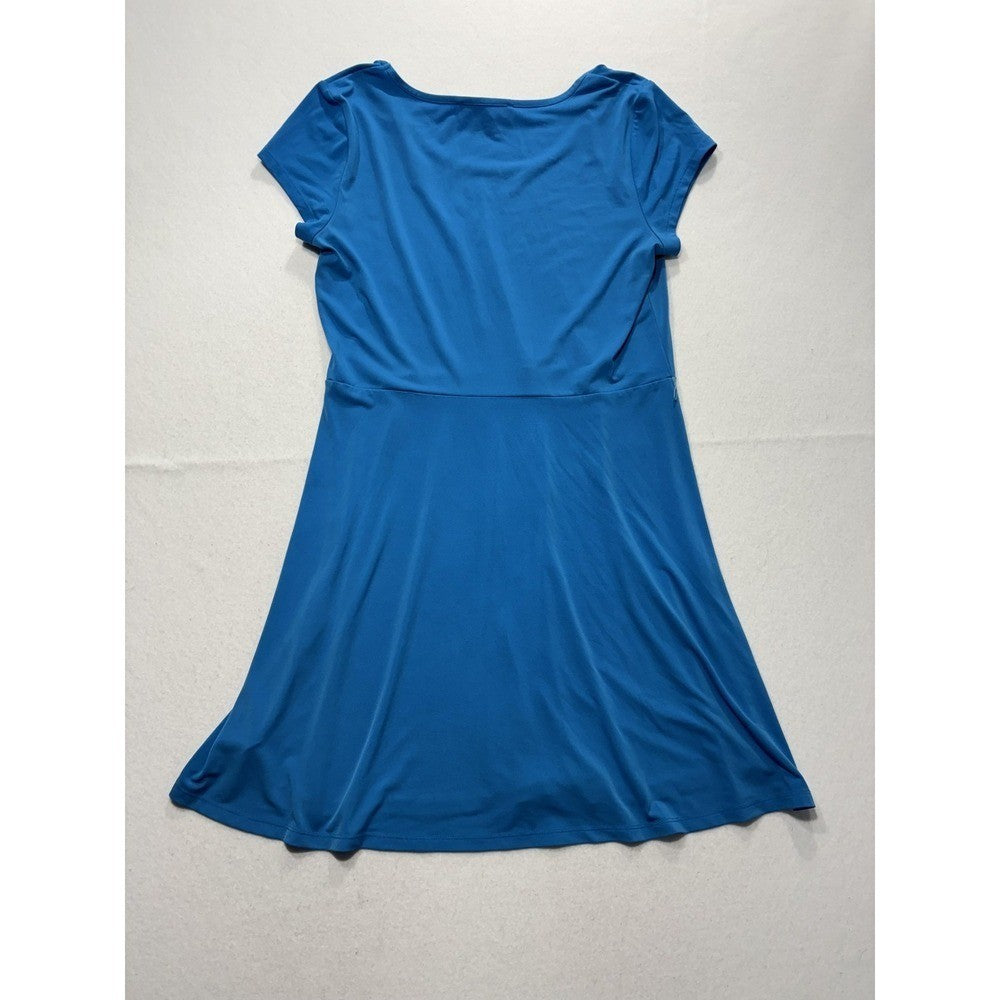 MICHAEL Michael Kors Dress Womens Large Blue Scoop Neck Fit Flare Jersey Stretch
