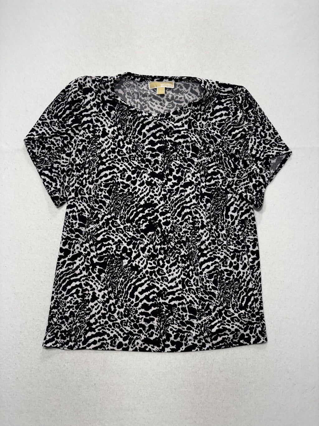MICHAEL Michael Kors Shirt Womens Large Black Animal Print Short Sleeve Tee