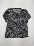 MICHAEL Michael Kors Shirt Womens Large Black Animal Print Short Sleeve Tee