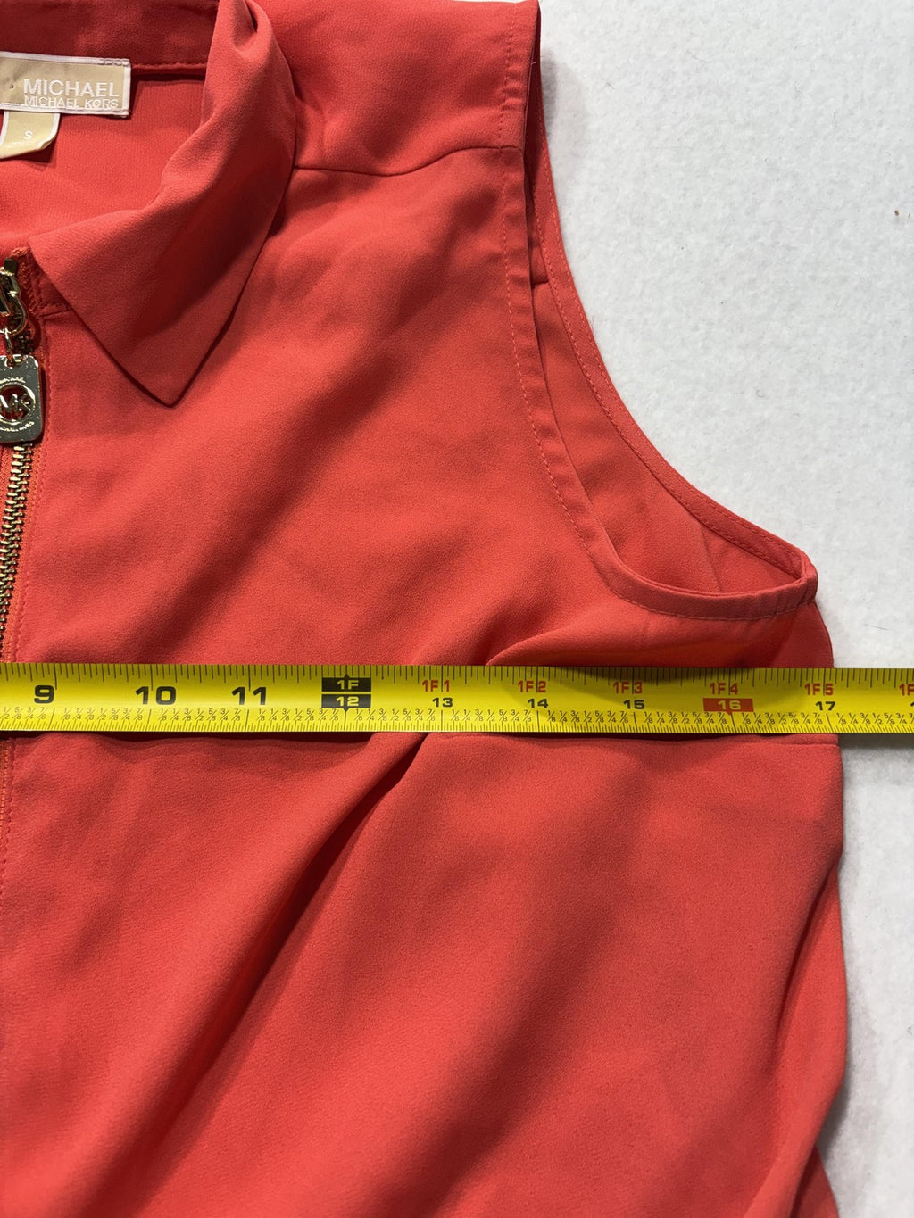 MICHAEL Michael Kors Blouse Womens Small Red Sleeveless Half Zip Tunic Top