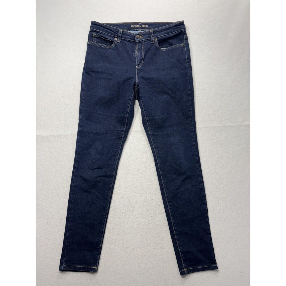 Michael Kors Izzy Skinny Jeans Womens 10 Blue Dark Wash Mid Rise Stretch 32x28
