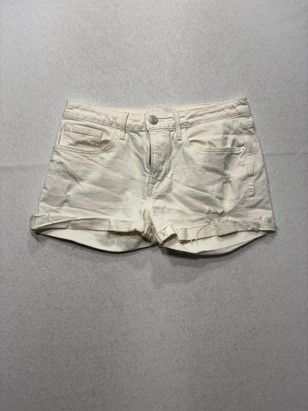 FRAME Le Grand Garcon Boyfriend Denim Shorts White 27 LGGSH470 Frayed Cut Off