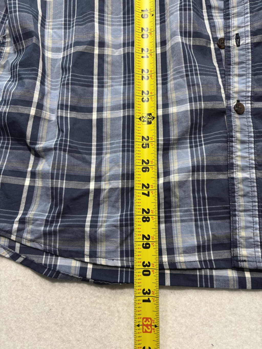 Dickies Shirt Mens XL Blue Plaid Short Sleeve Button Up Relaxed Fit Casual
