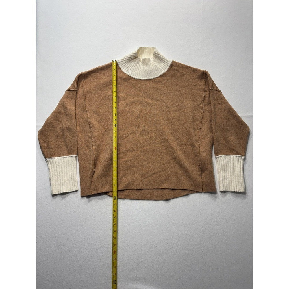 Maeve Sweater Womens Medium Brown Mock Neck Dolman Sleeve Knit Relaxed Pullover