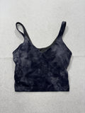 Lululemon Sports Bra Womens 6 Gray Tie Dye Longline V Neck Yoga Athletic Top