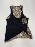Lilypad Tank Top Womens Medium Brown Leopard Print Scoop Neck Knot Hem Racerback