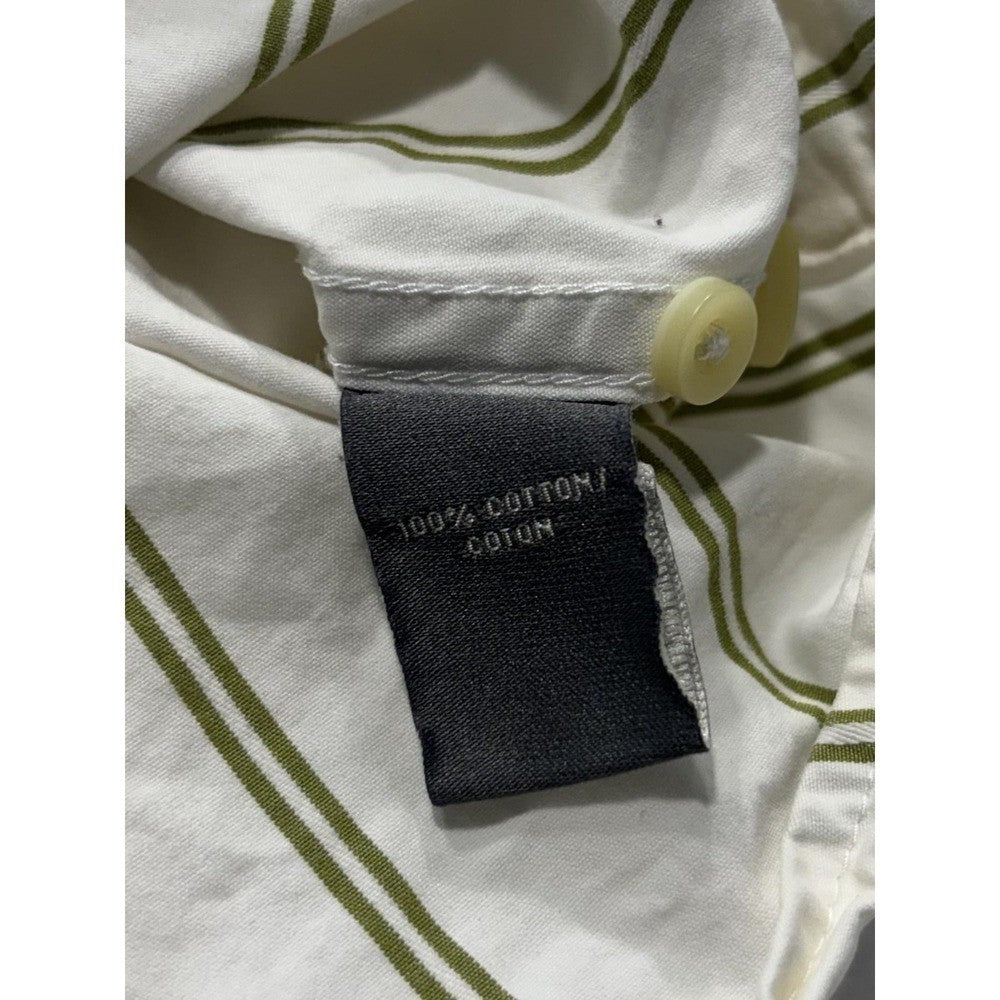 Abercrombie & Fitch Mens Medium White Green Striped Long Sleeve Slim Button Up