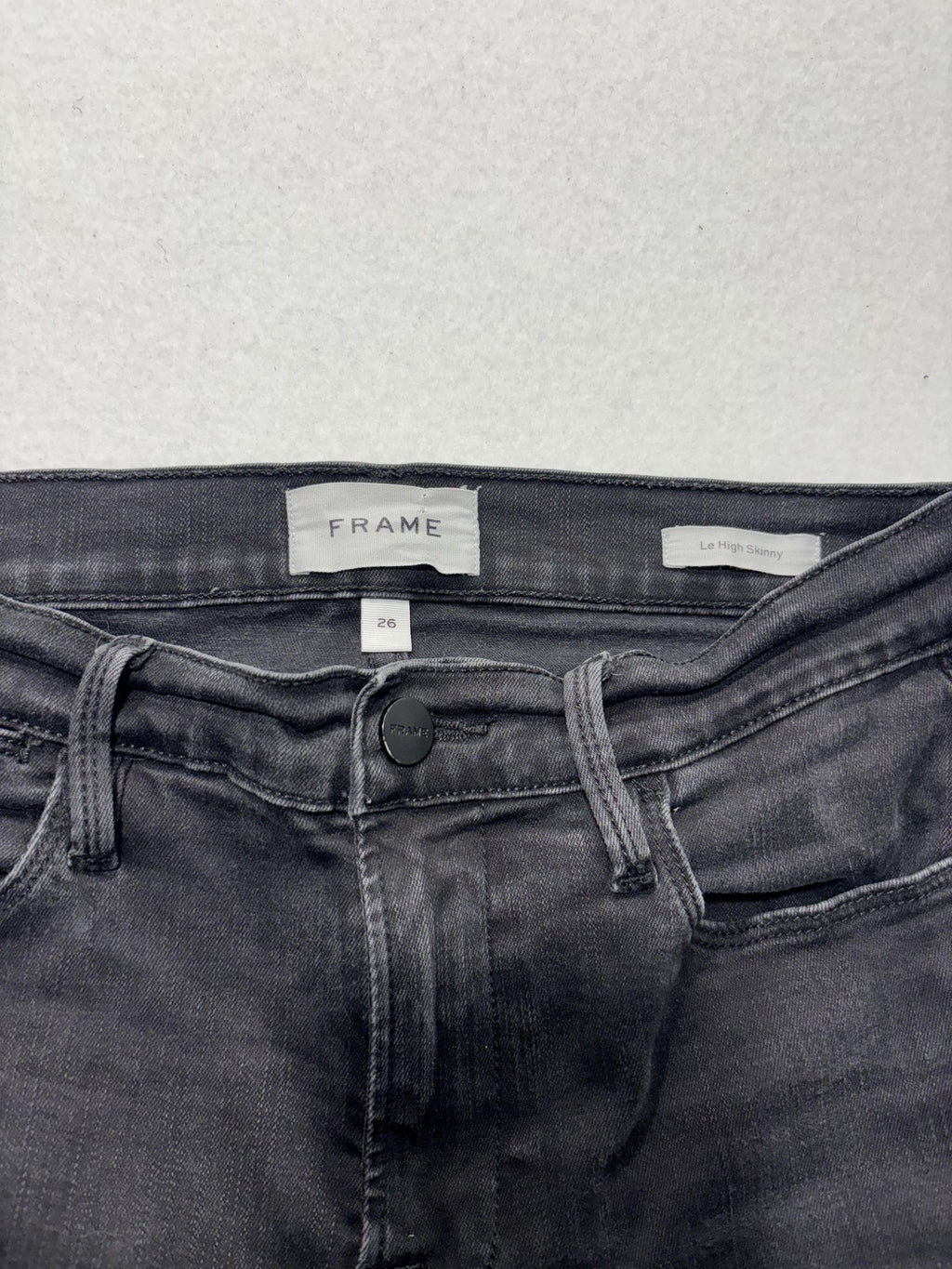 FRAME Le High Skinny Jeans Womens 26 Gray Charcoal Wash Mid Rise Stretch 26x28.5