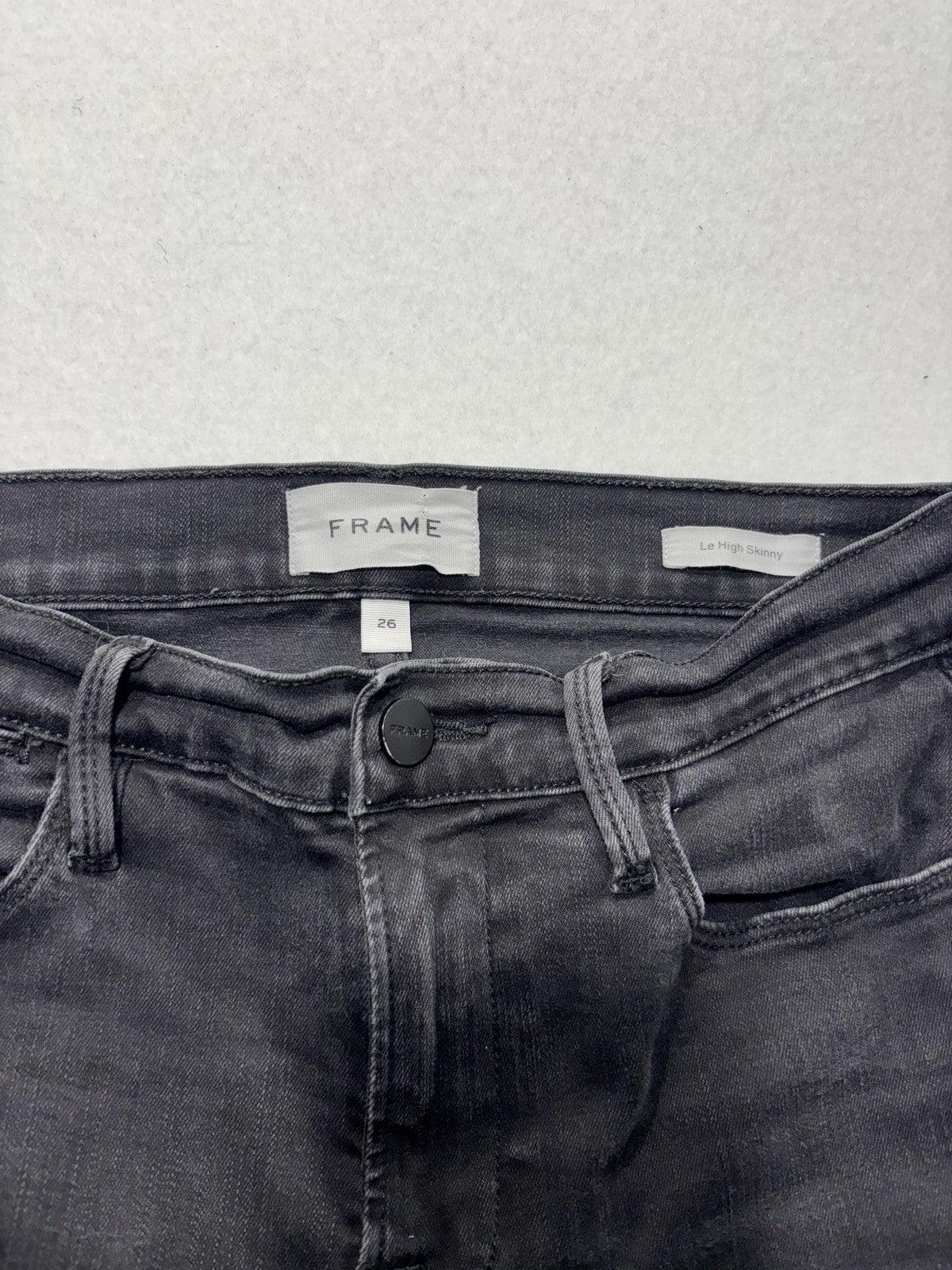 FRAME Le High Skinny Jeans Womens 26 Gray Charcoal Wash Mid Rise Stretch 26x28.5
