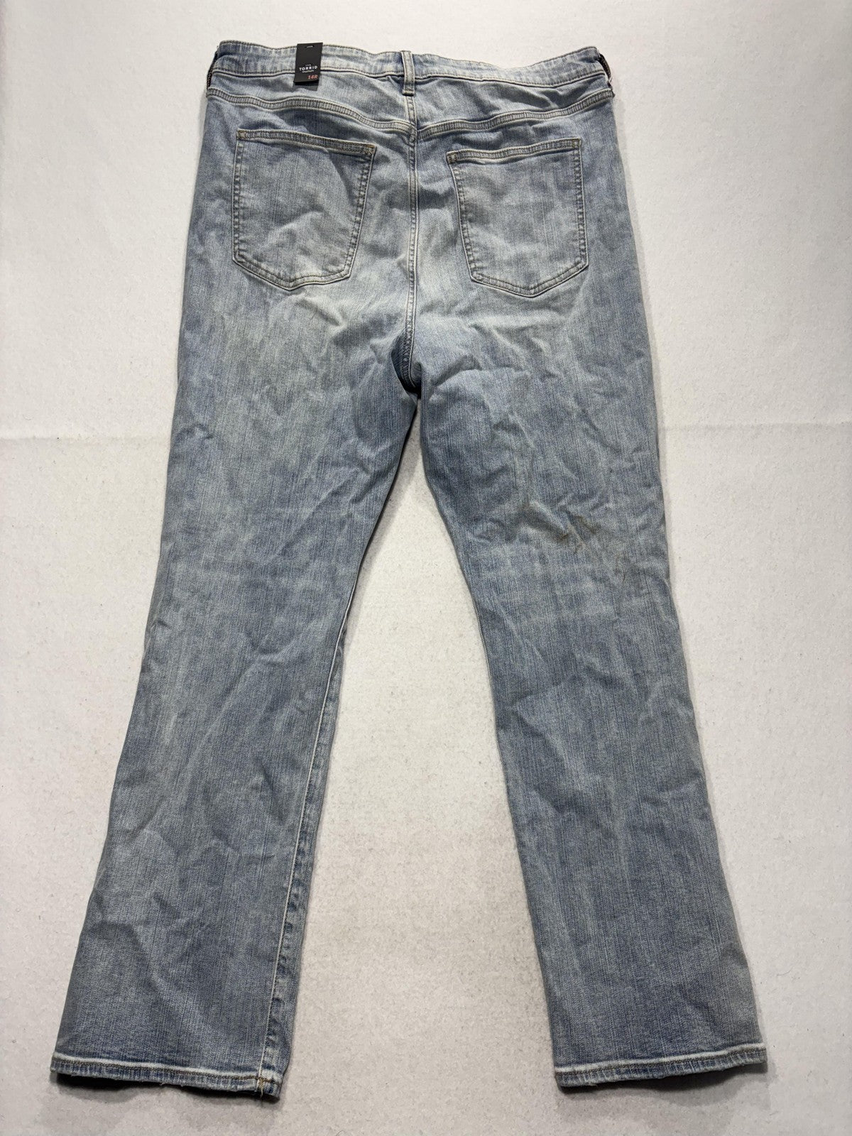 Torrid Jeans Womens 14 Plus Blue Light Wash High Rise Straight Distressed 36x30