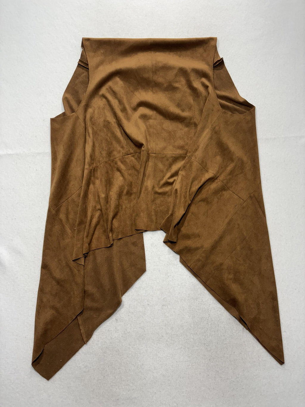 Moon Collection Vest Womens XL Brown Faux Suede Waterfall Draped Hem JE70571