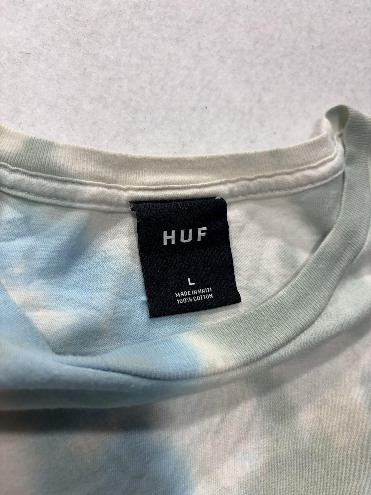 HUF Shirt Mens Large Multicolor Tie Dye Logo Graphic Tee Streetwear Short Sleeve