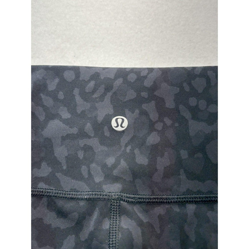Lululemon Leggings Womens 4 Black Camo High Rise Cropped 23" Inseam Yoga Stretch